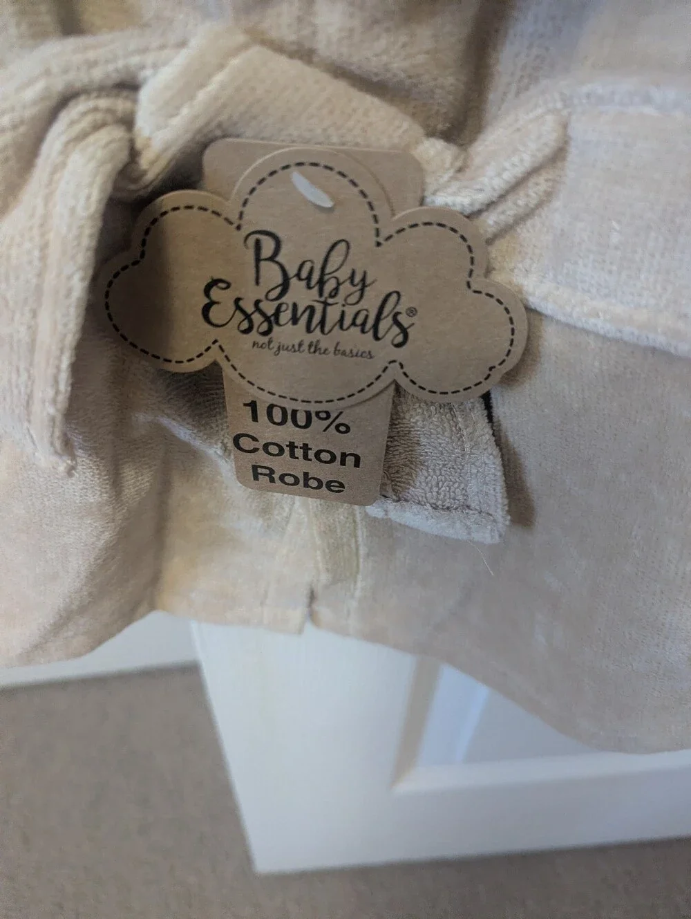 Baby Essentials Beige and Pink Deer Hooded Baby Robe